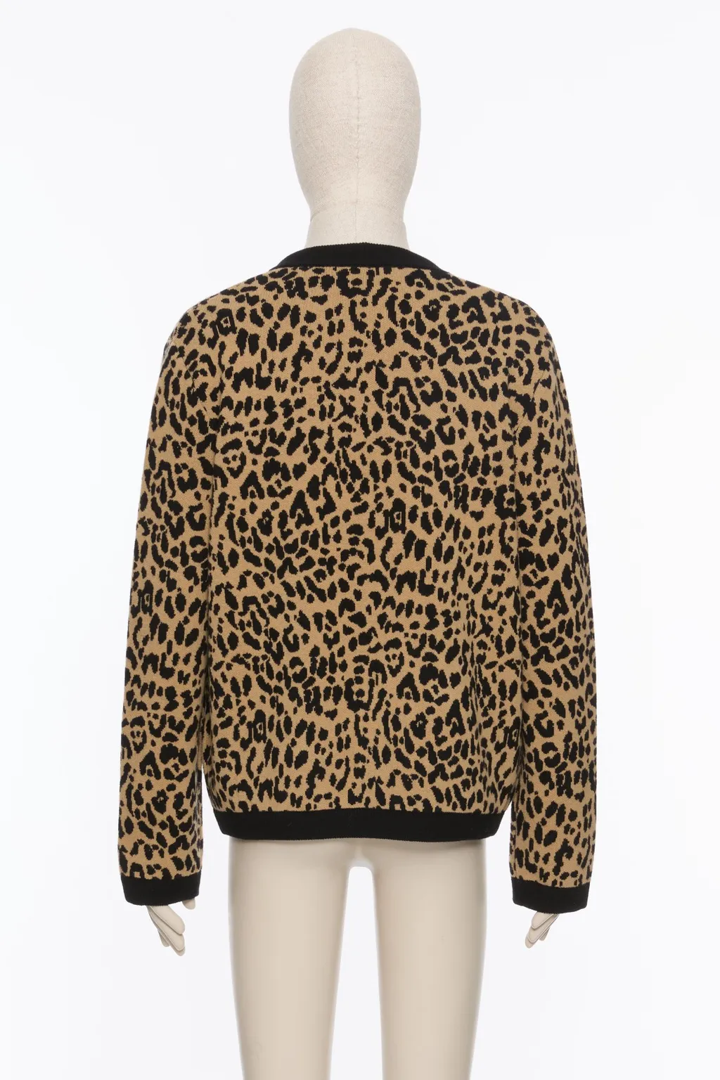 Wool Cardigan With Fauve Eclat Animal Print Jacquard