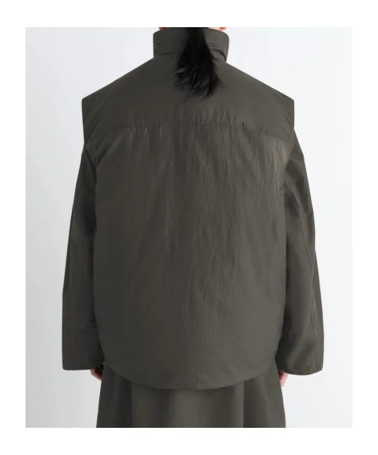 Wadded Zip-Fastening Multiple-Pocket Gilet