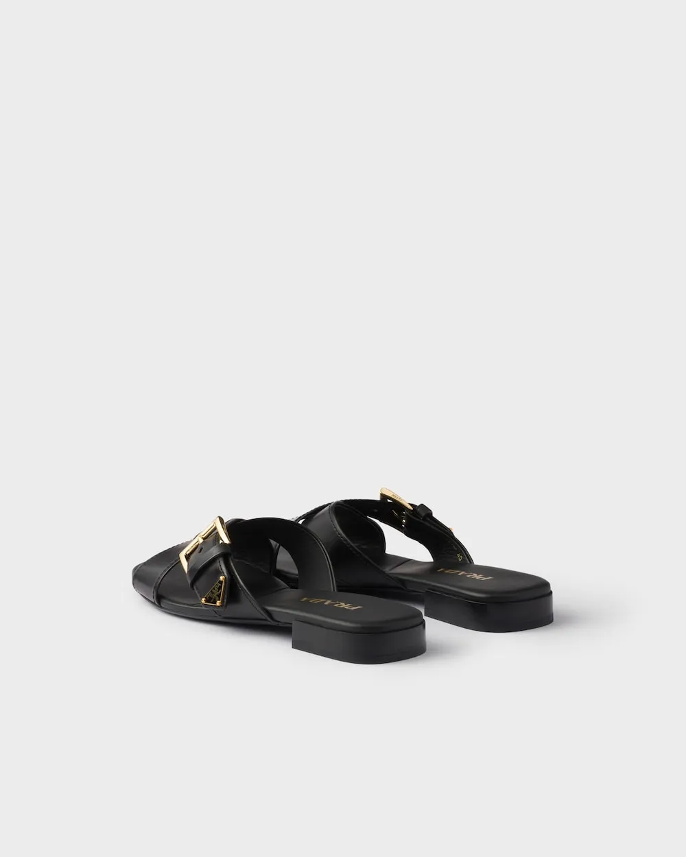 Leather Crisscross Slides With Buckle