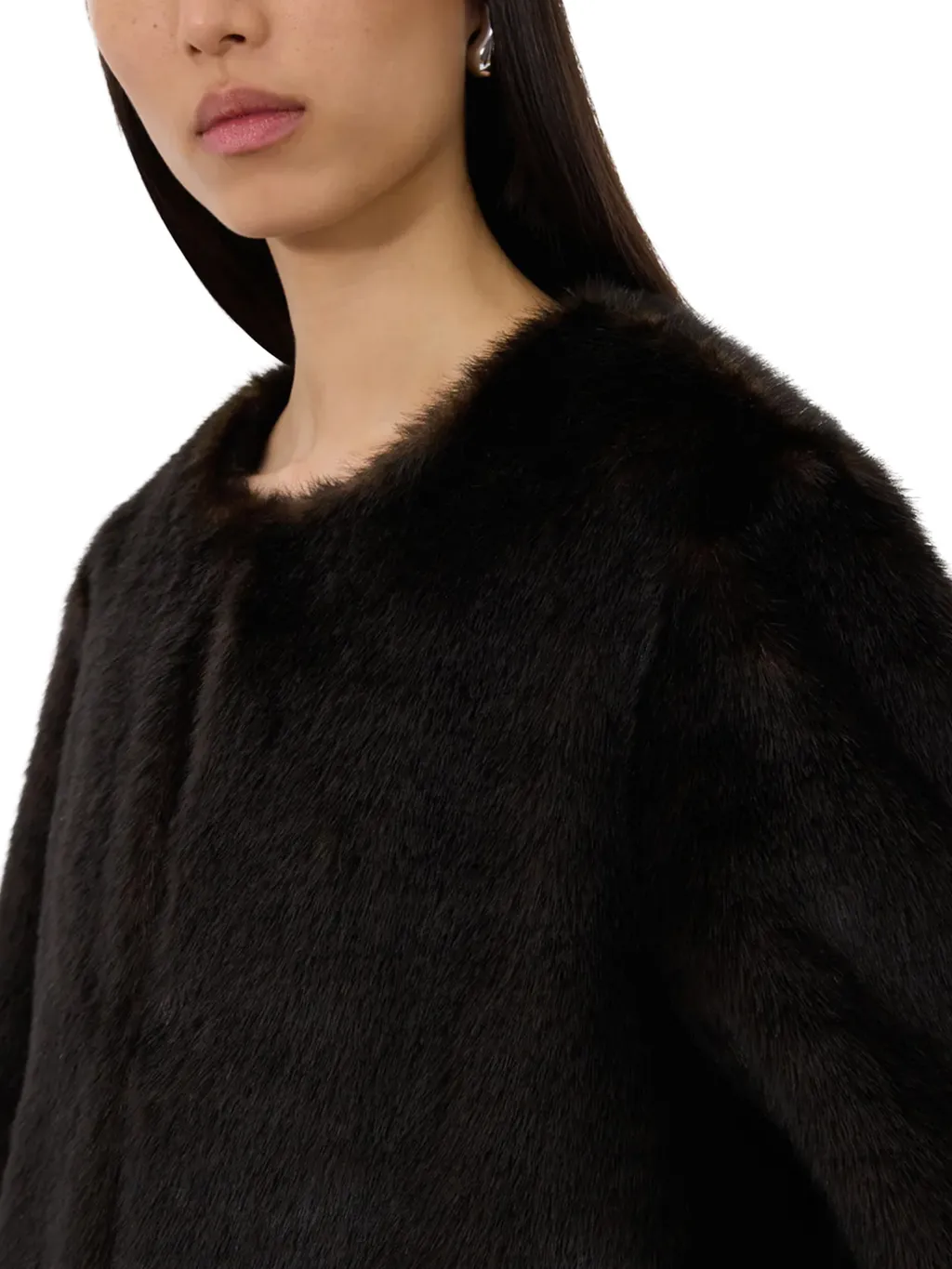 Leather-Like Fur Coat
