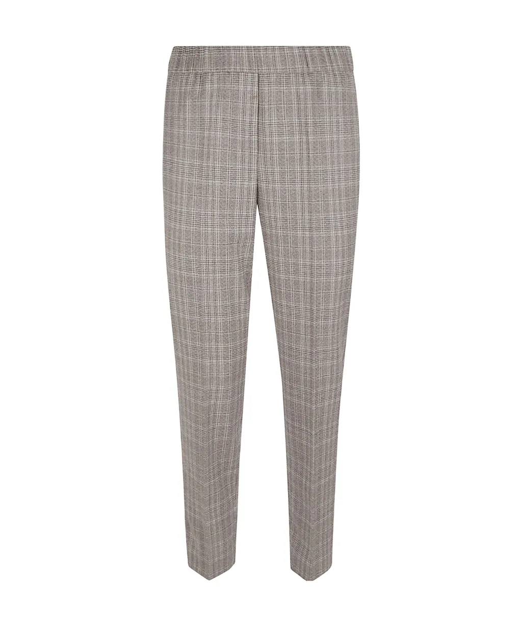 Elastic Waist Plaid Pants