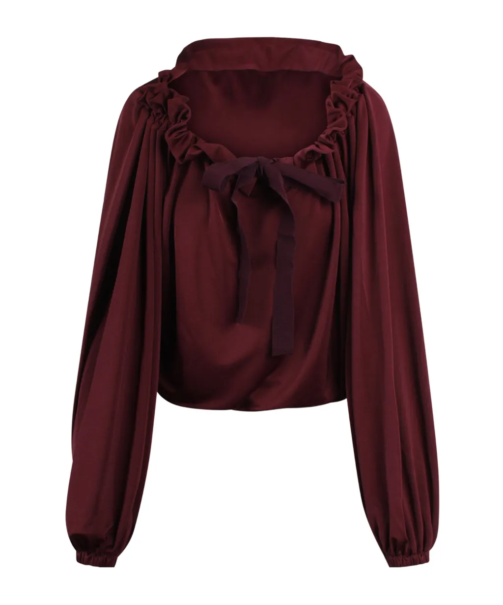 Ruffled Satin Blouse