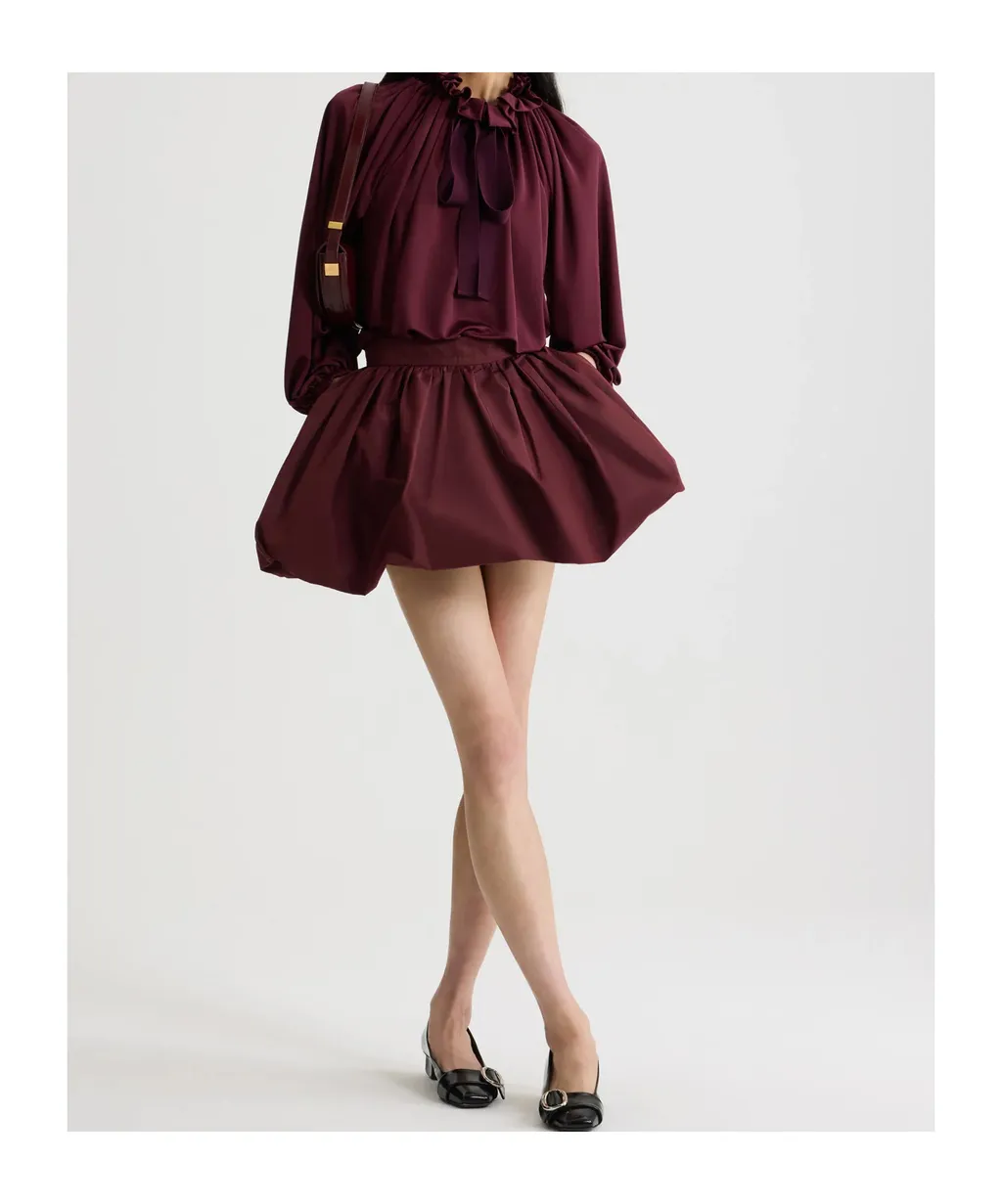 Ruffled Satin Blouse