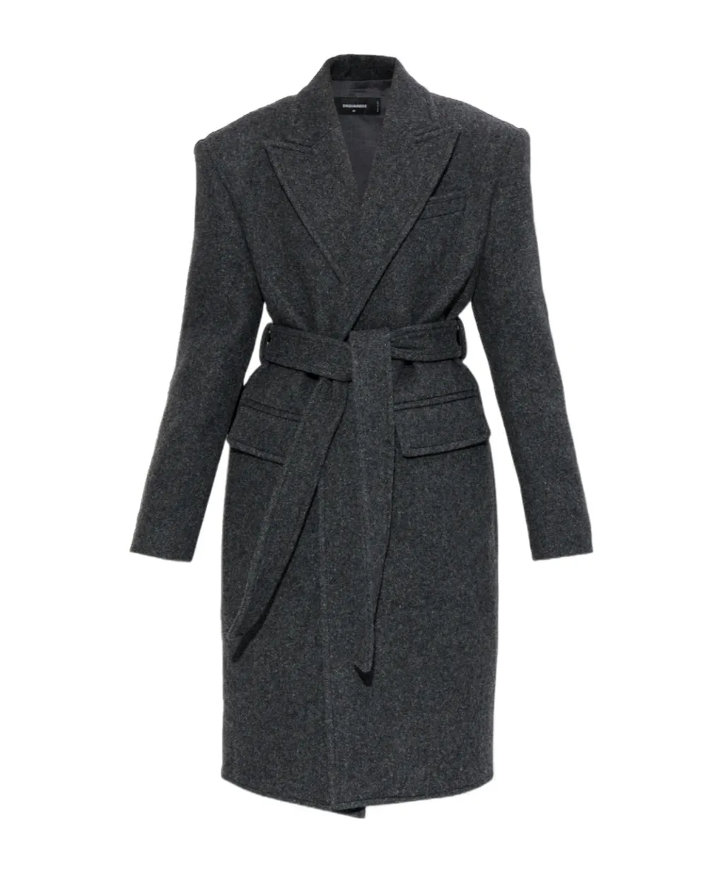 Tie-Waisted Mid-Length Coat