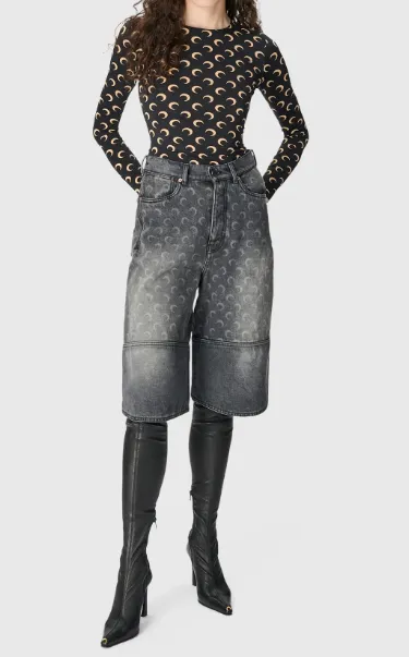 Washed Denim Shorts