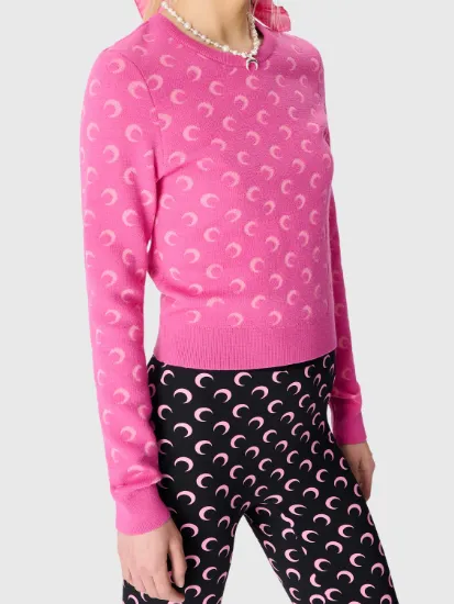 Moon Print Plain Weave Knitted Tight Pants