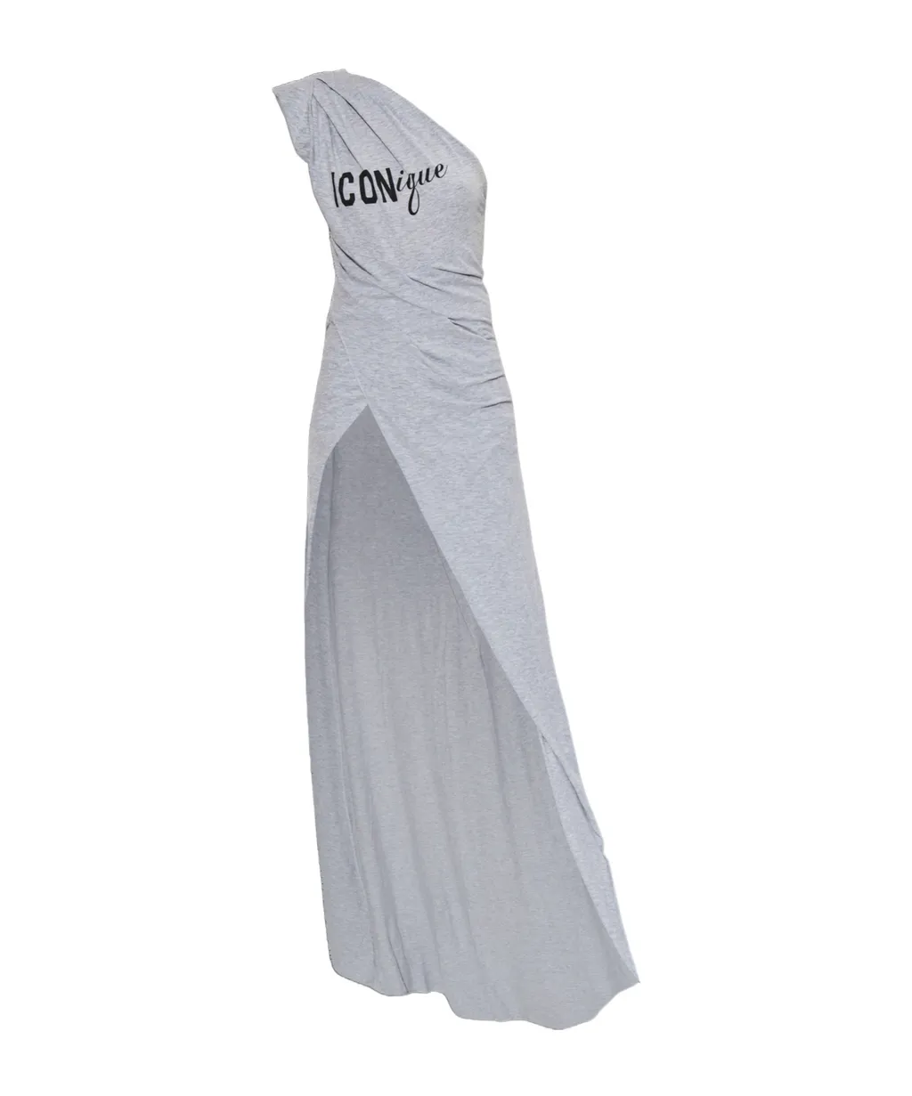 Icon Printed One-Shoulder Dress