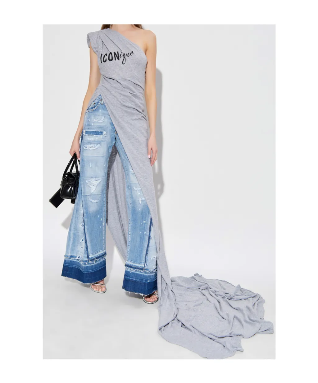 Icon Printed One-Shoulder Dress