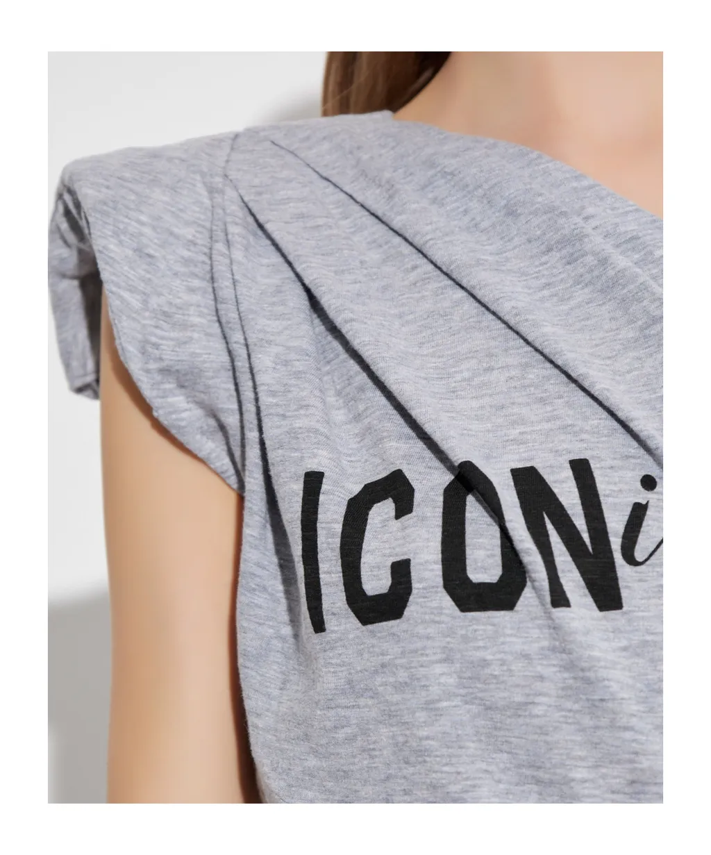 Icon Printed One-Shoulder Dress