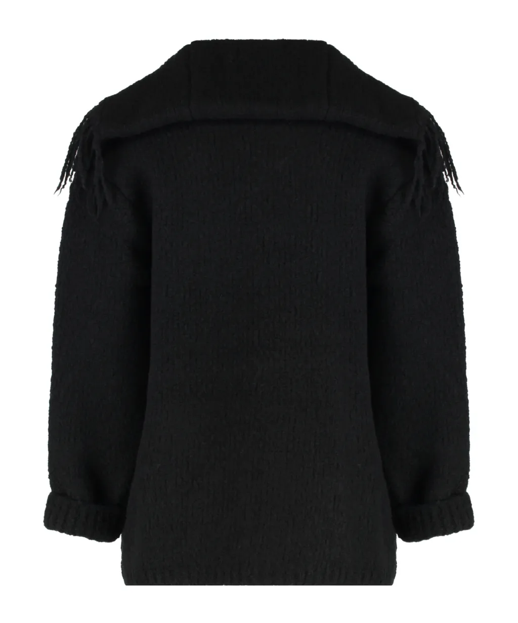 Fringed-Detail Knitted Cardigan