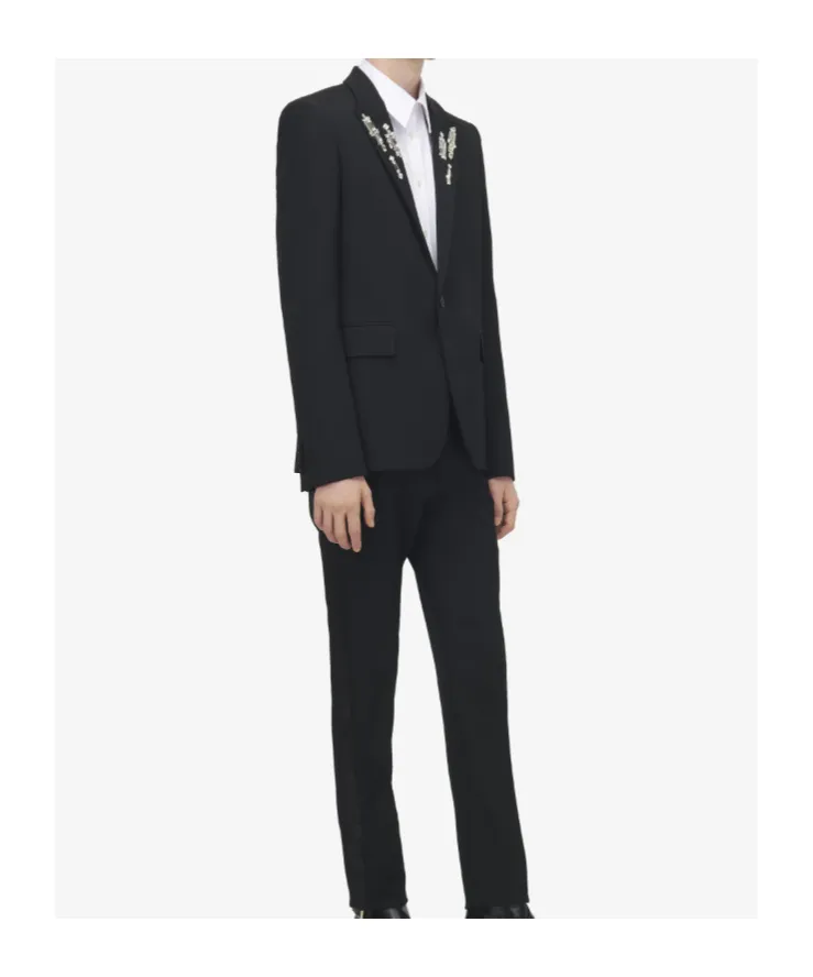 Embellished Mirror Embroidered Single-Breasted Jacket