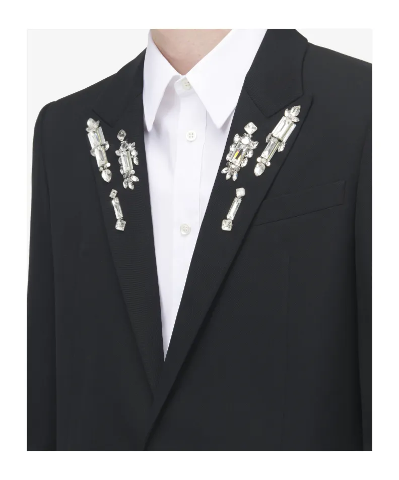 Embellished Mirror Embroidered Single-Breasted Jacket