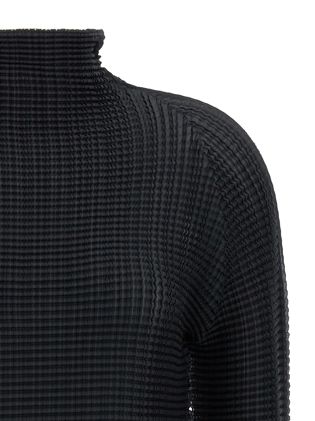 Pleated Turtleneck Blouse