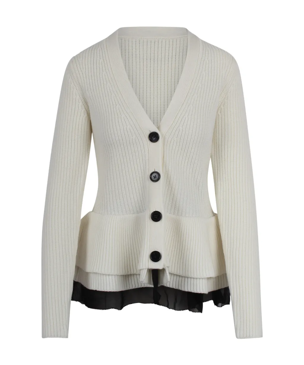 Ruffled Wool Cardigan