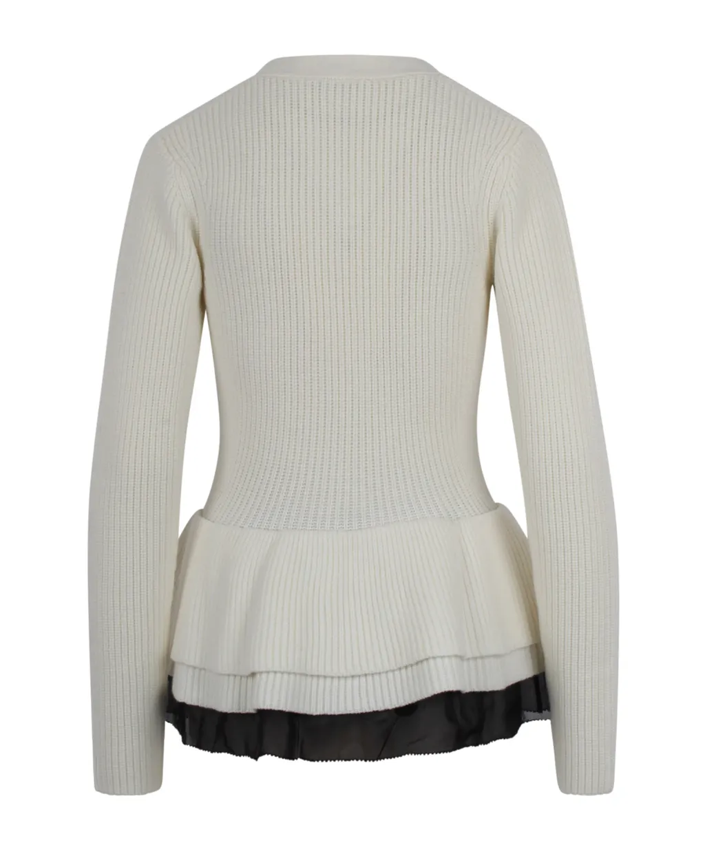 Ruffled Wool Cardigan