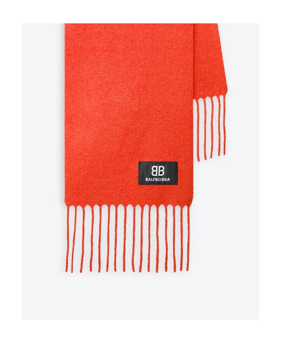 Logo Patch Fringed Scarf