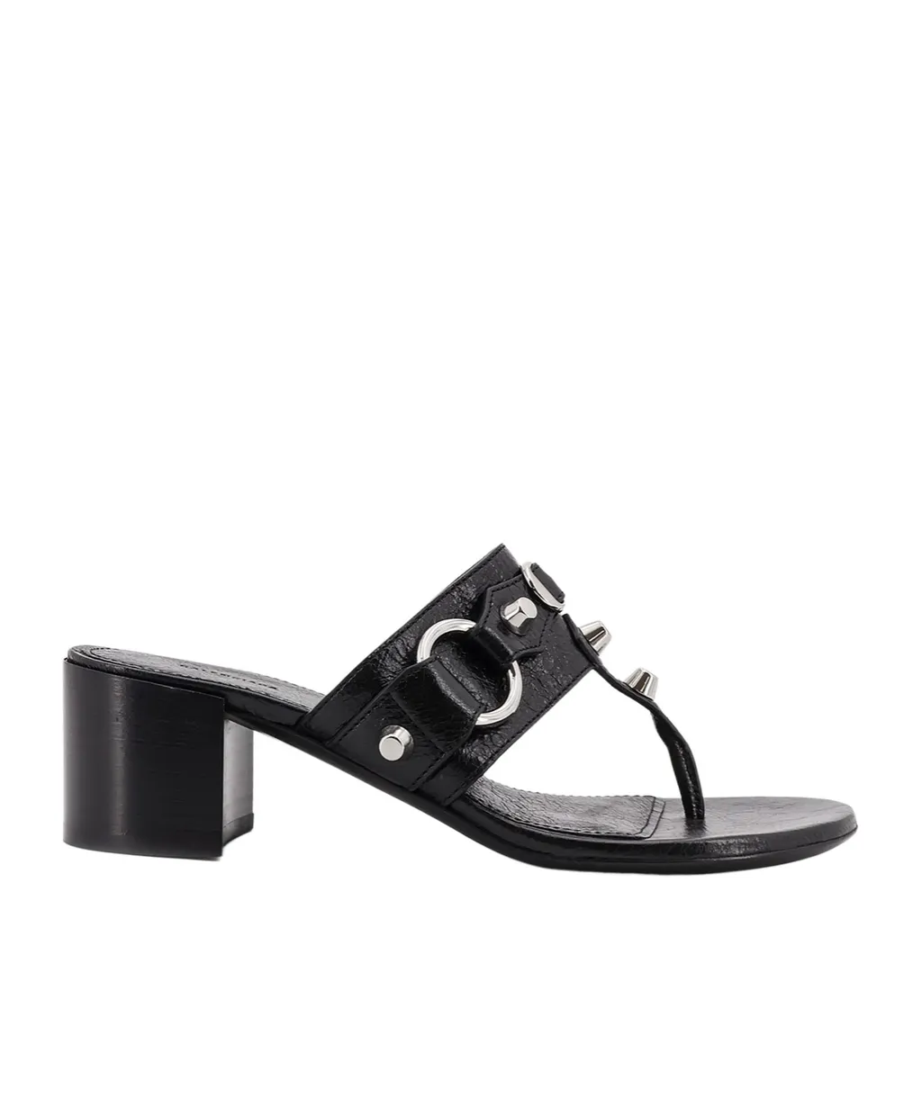 50Mm Studs Buckle Leather Heeled Sandals