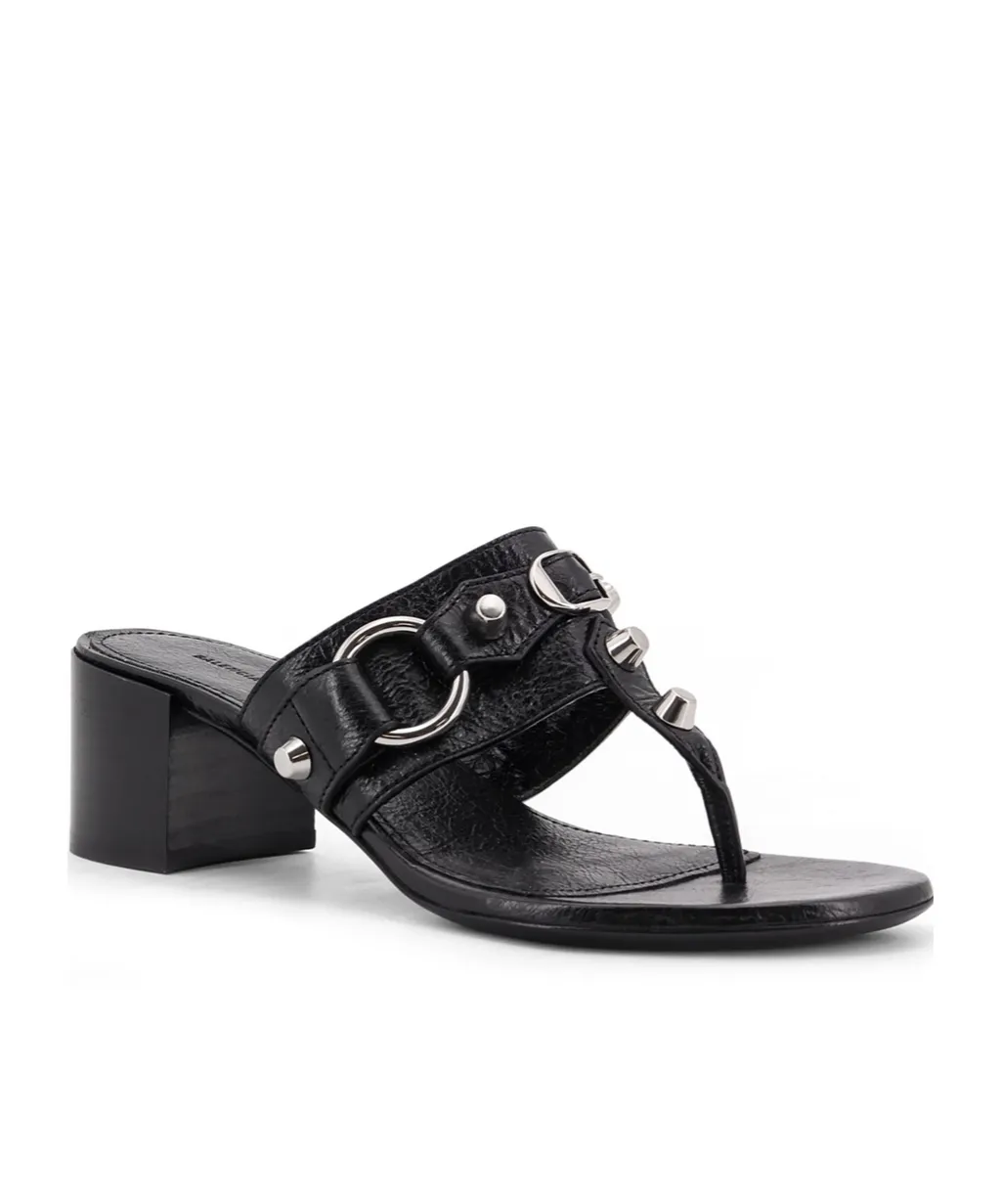 50Mm Studs Buckle Leather Heeled Sandals