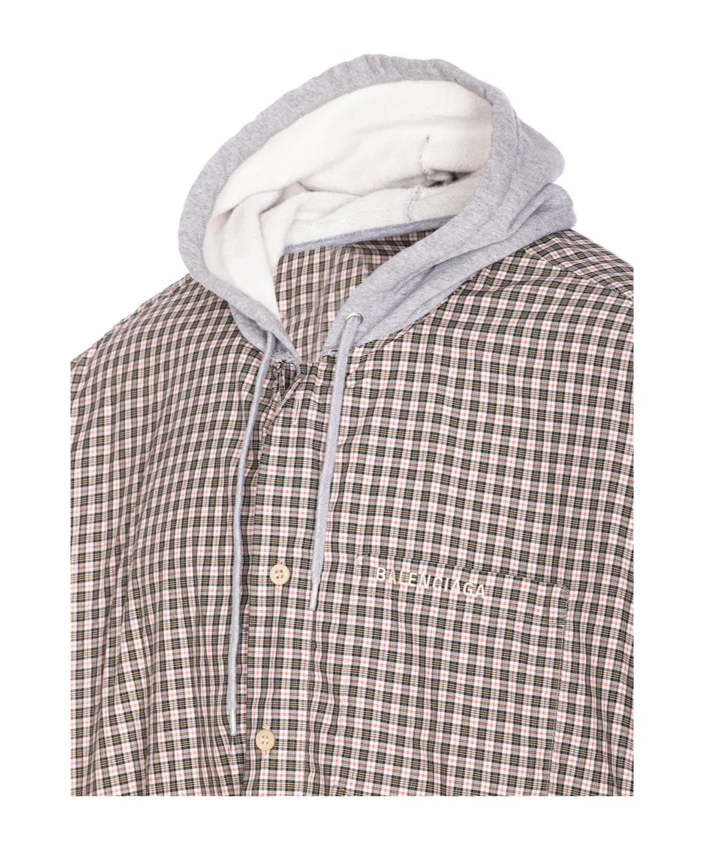 Checked Hooded Shirt