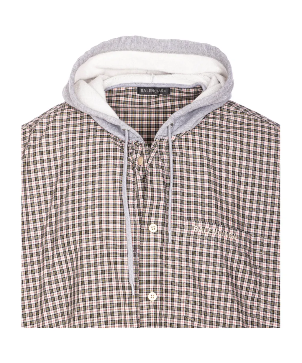 Checked Hooded Shirt