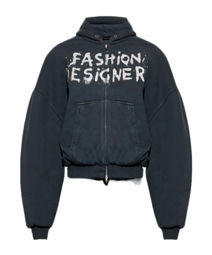 Sprayed Effect Zipped Hoodie