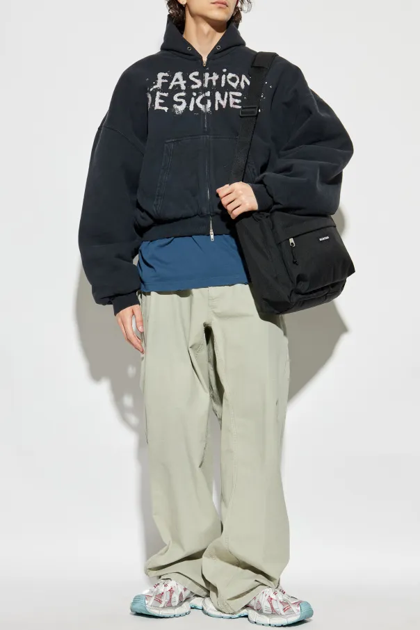Sprayed Effect Zipped Hoodie