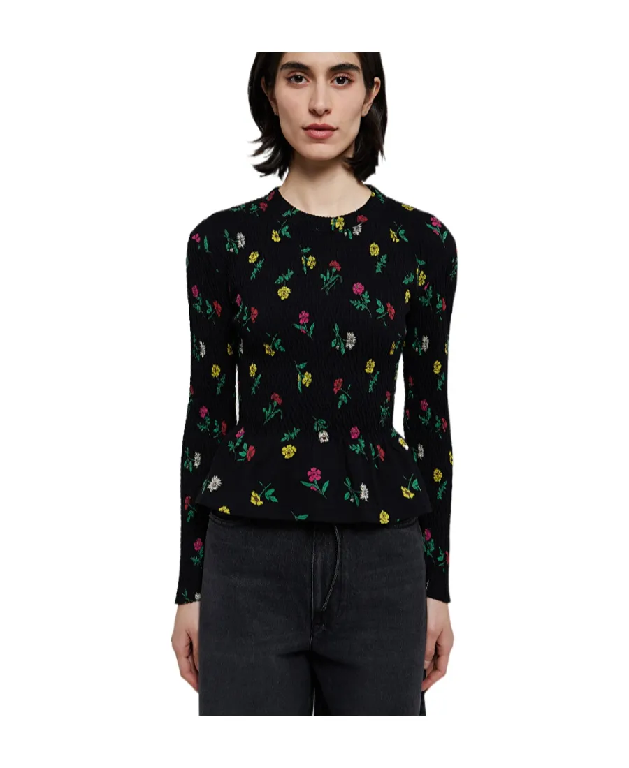Floral Pattern Long-Sleeved Top