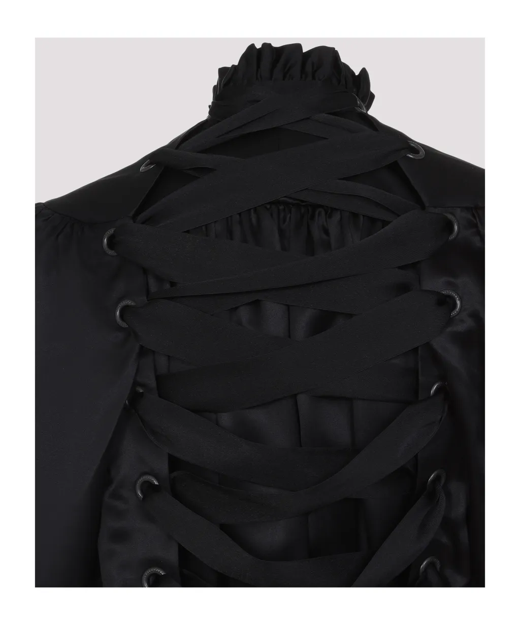 Lace-Up Back Blouse
