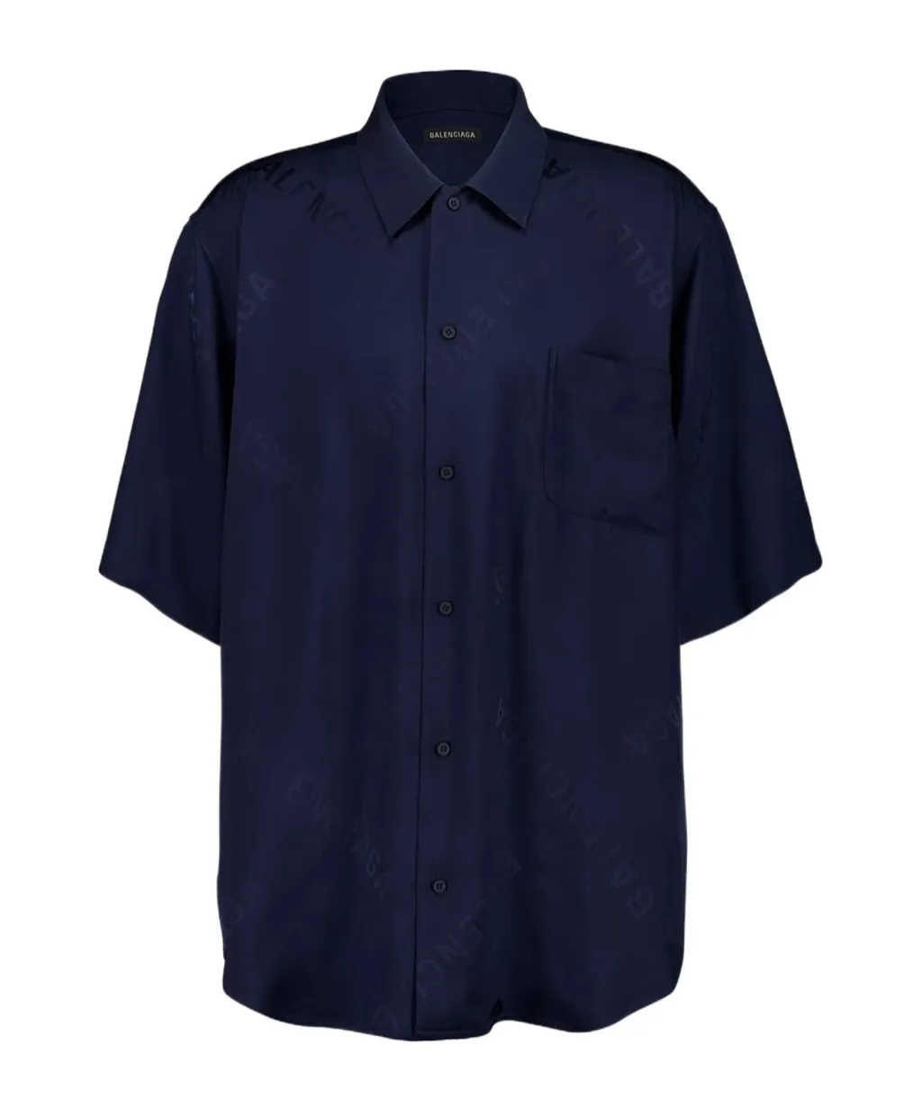 Fluid Jacquard Short-Sleeve Shirt
