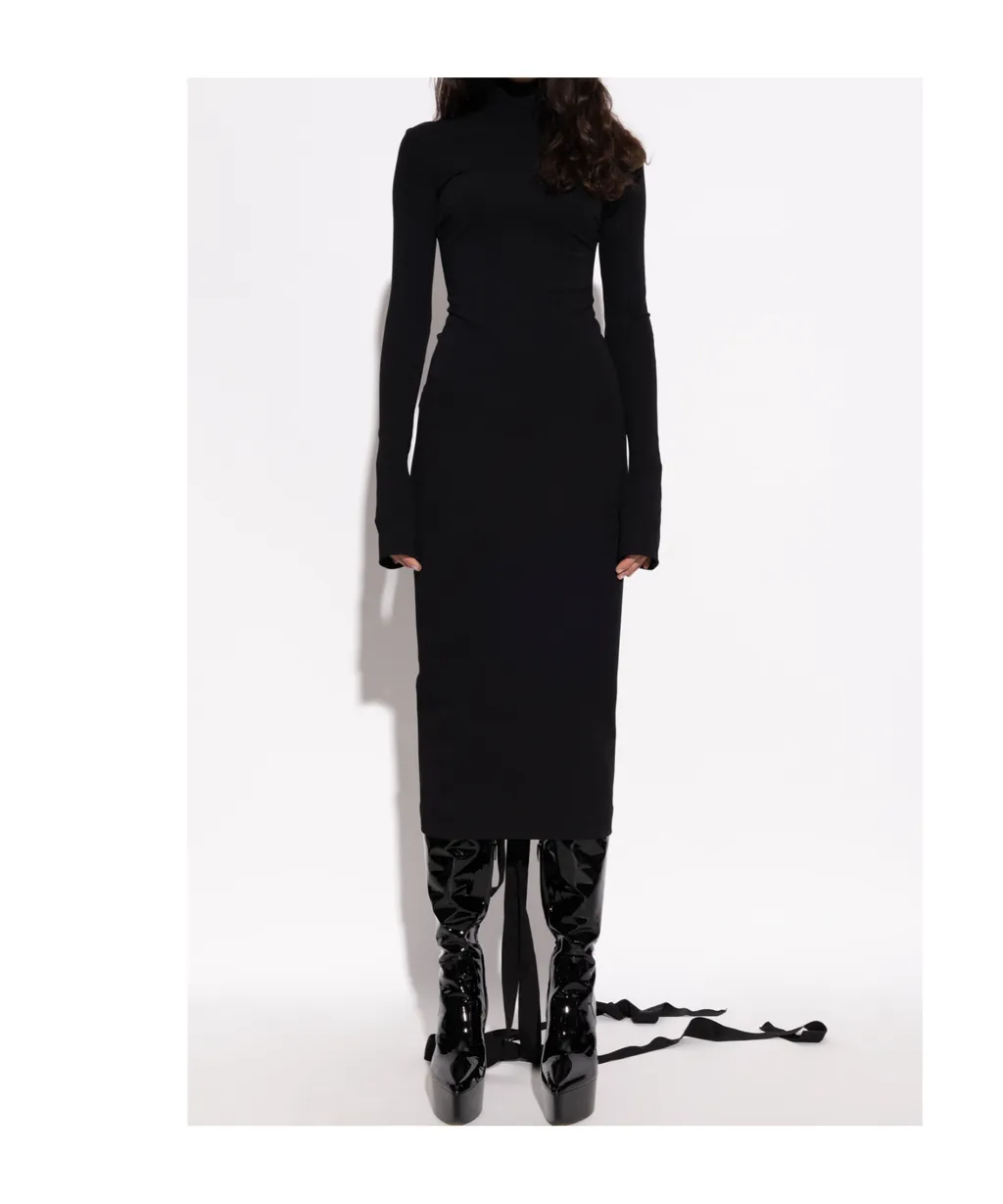 Stand Up Collar Midi Dress