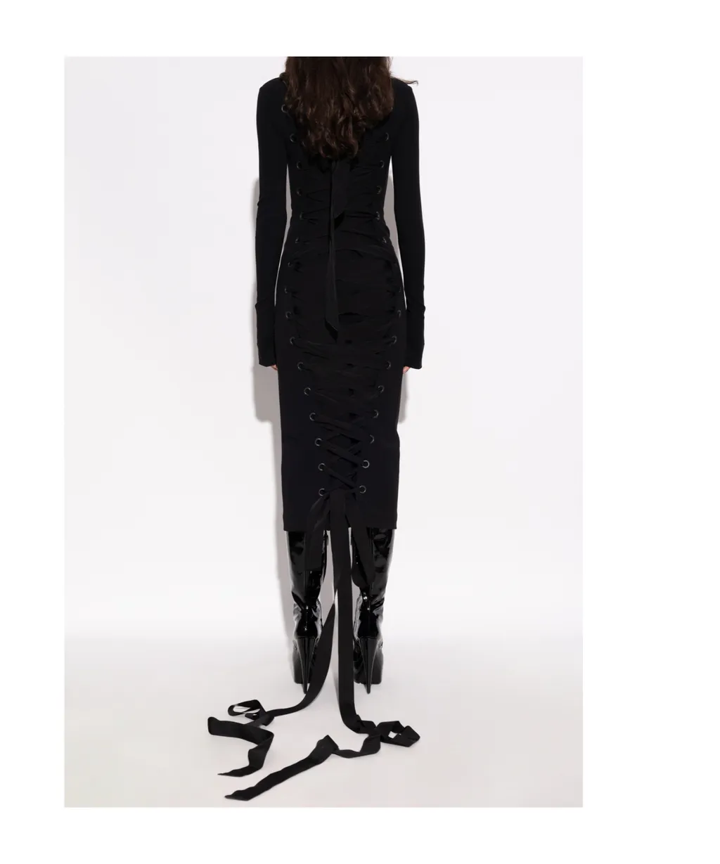 Stand Up Collar Midi Dress