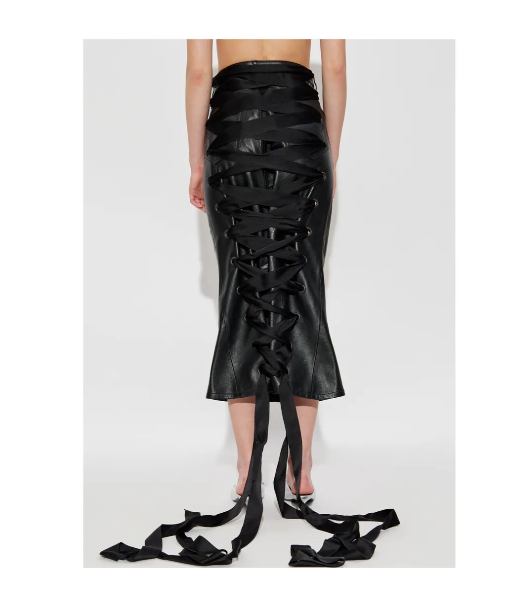 Laced Leather Skirt