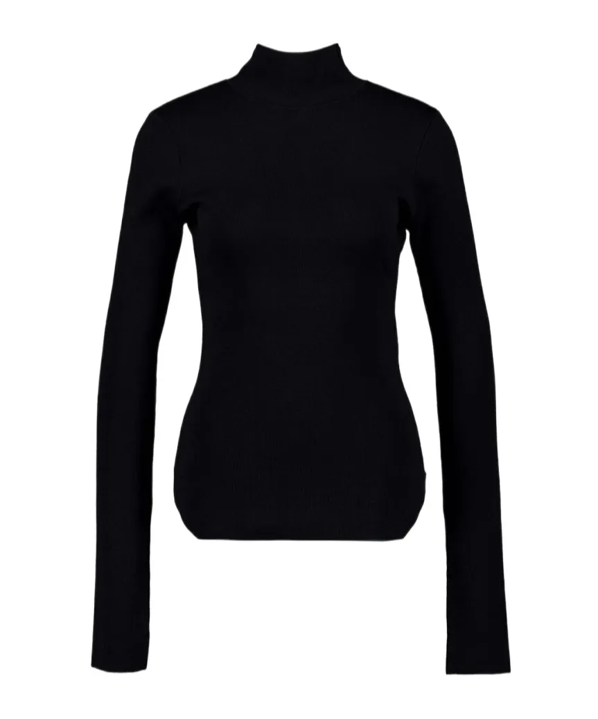 Long-Sleeved Knit Polo Top