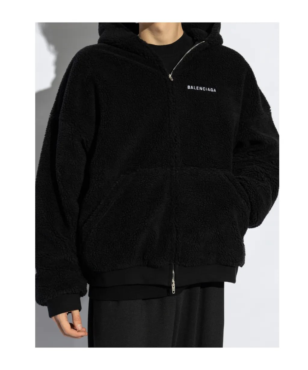 Logo Embroidered Zip-Up Hoodie
