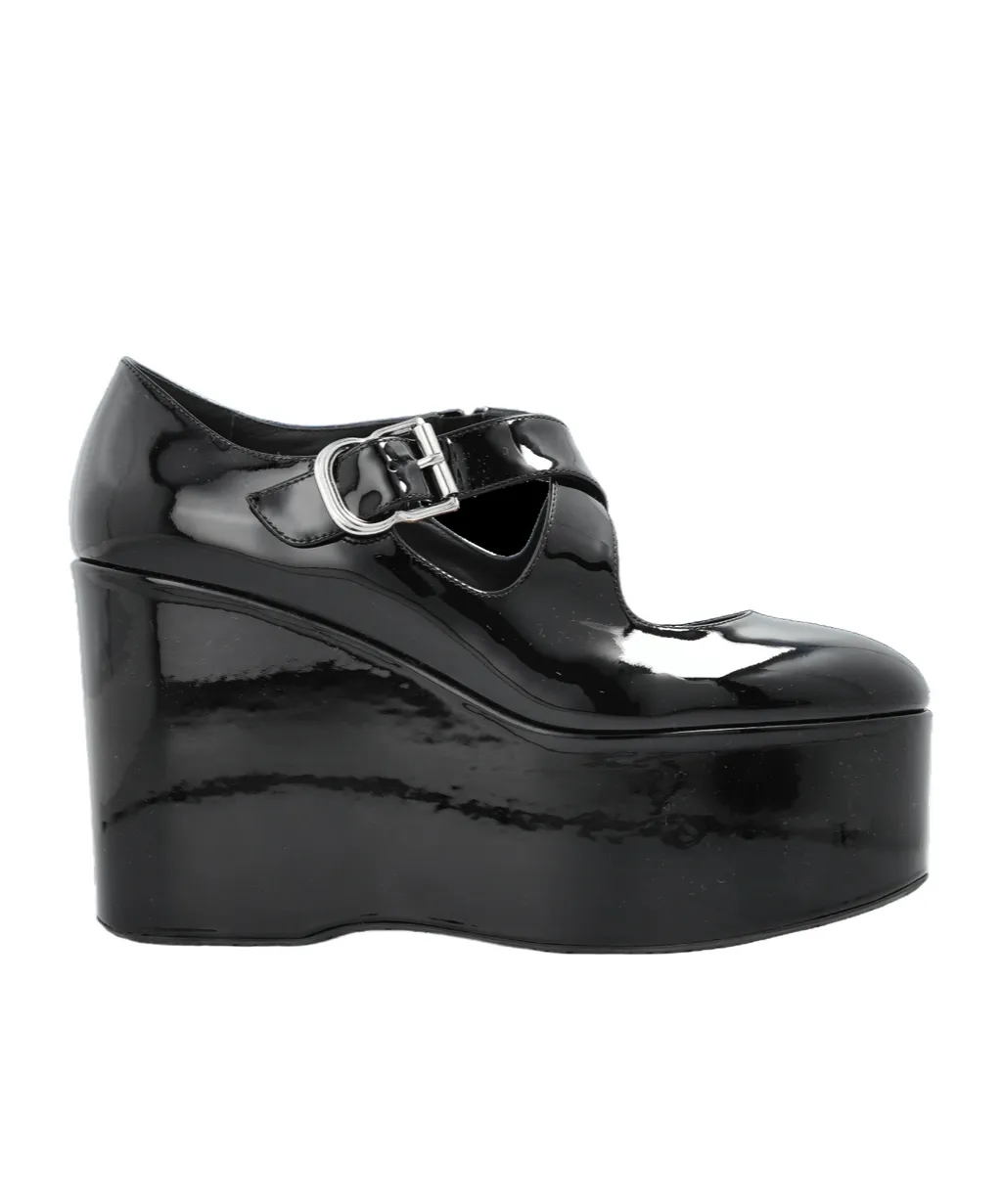 110Mm Wedge Leather Pumps