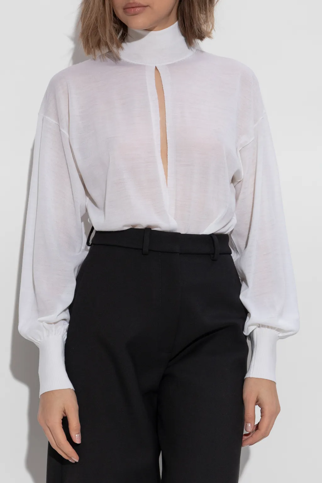 High-Collar Long-Sleeved Jumpsuit