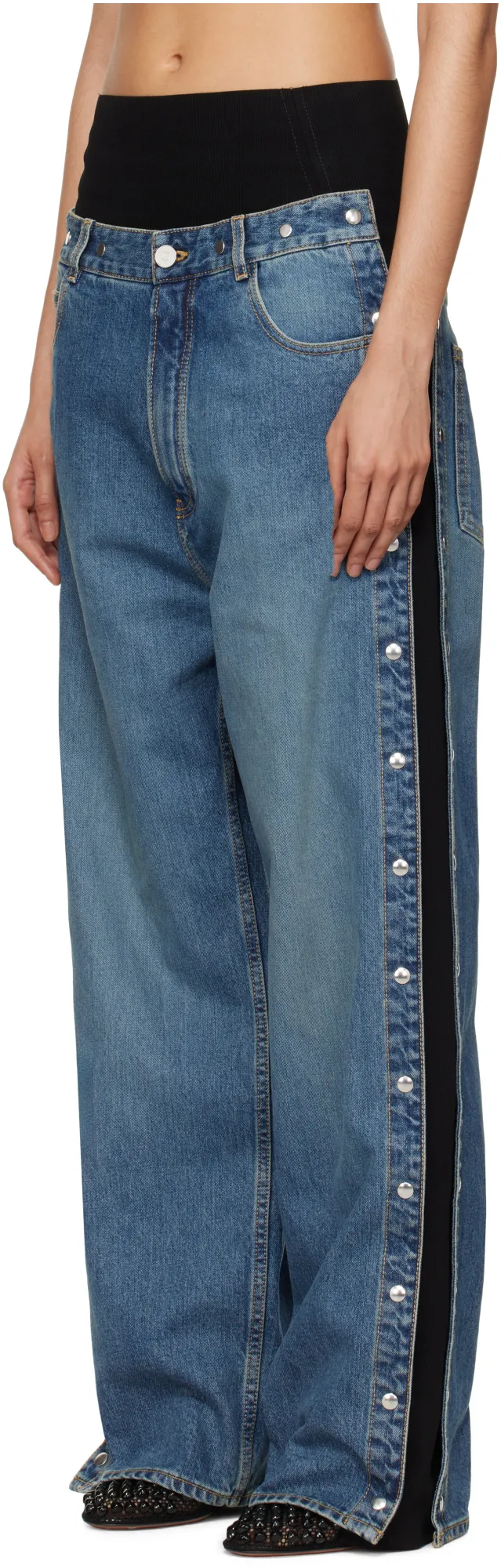 Layered Wide-Leg Jeans