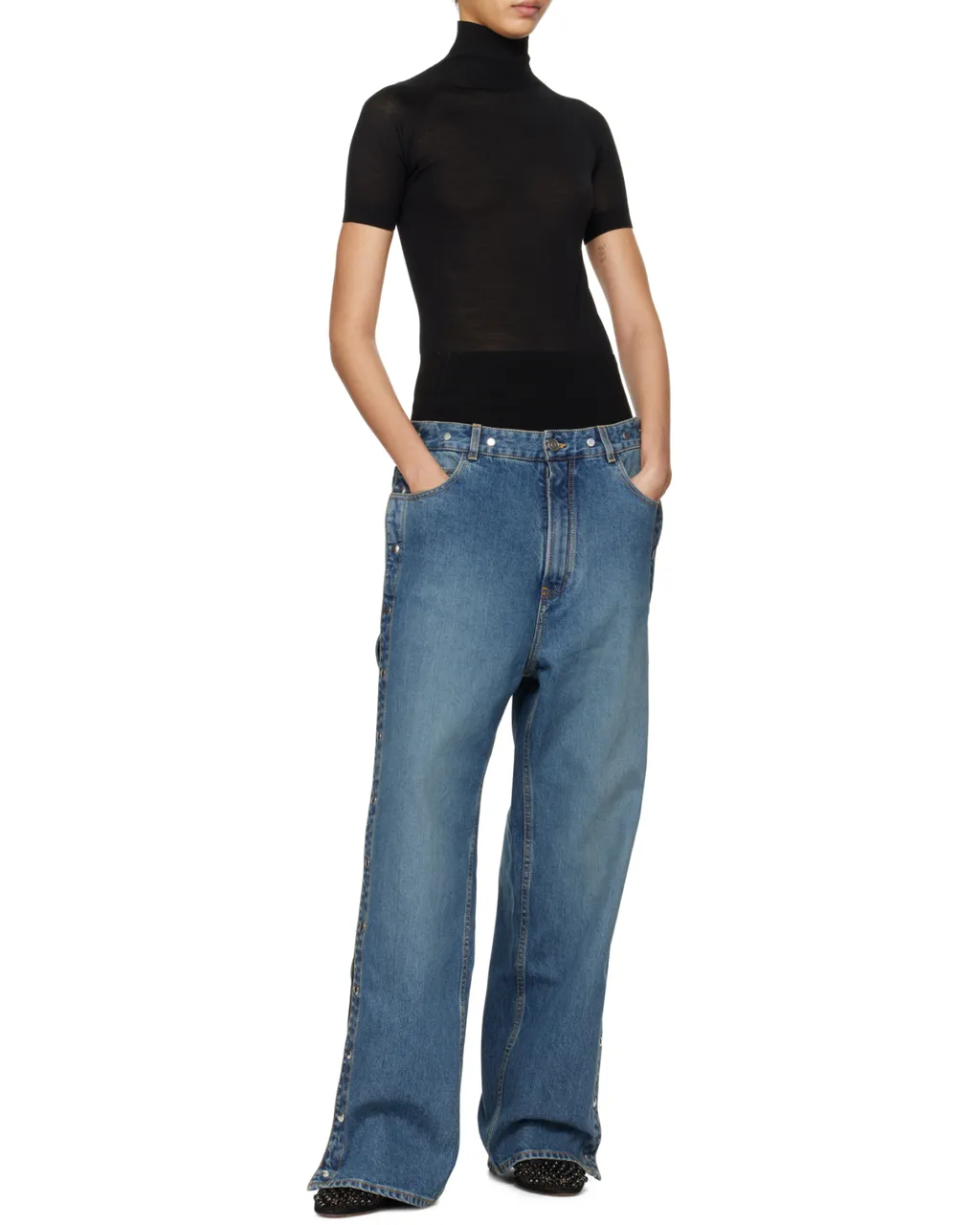 Layered Wide-Leg Jeans
