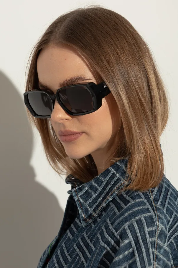 Logo Lettering Geometric Frame Sunglasses
