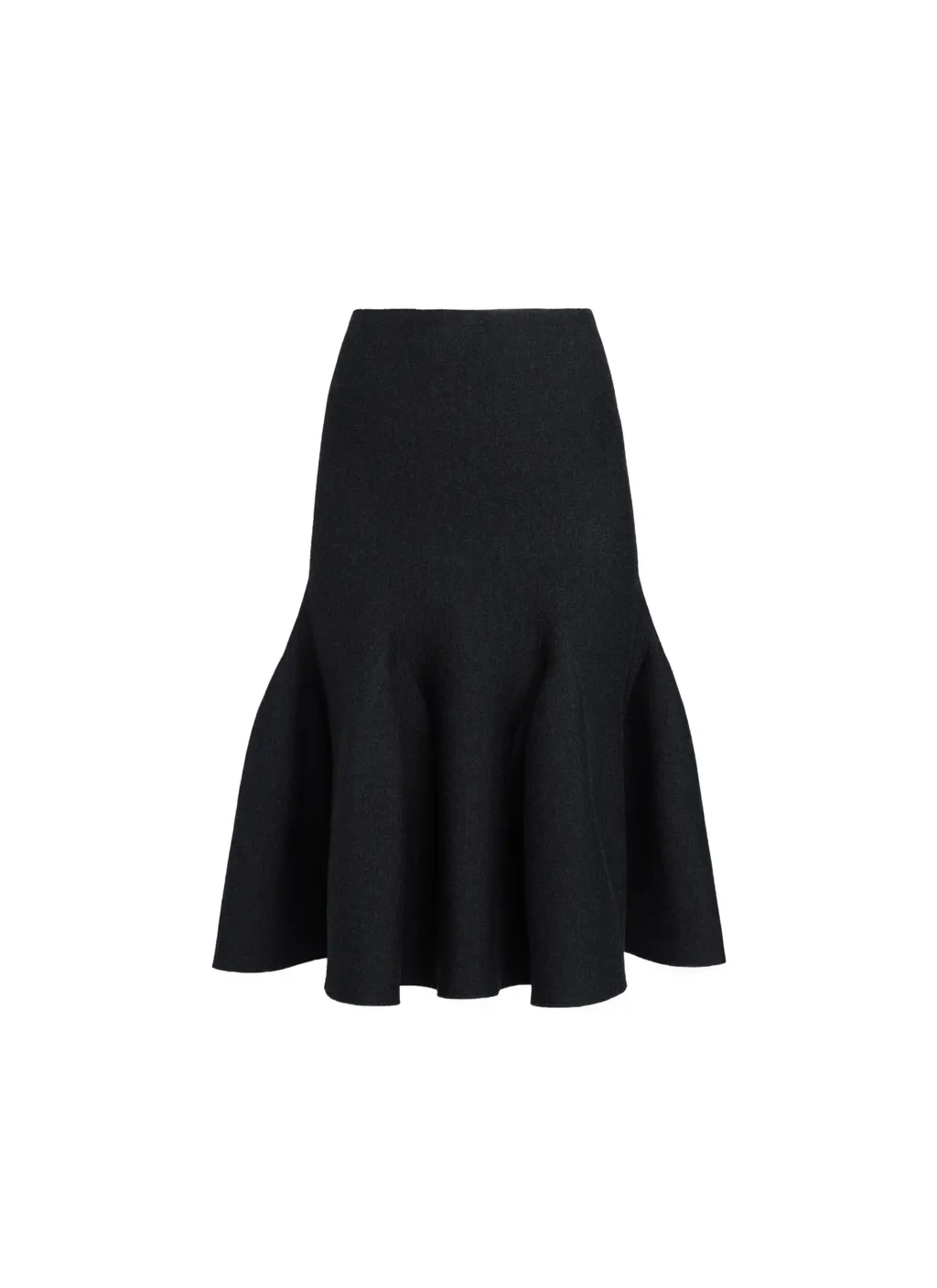 Sculptural Godet Knit Midi Skirt