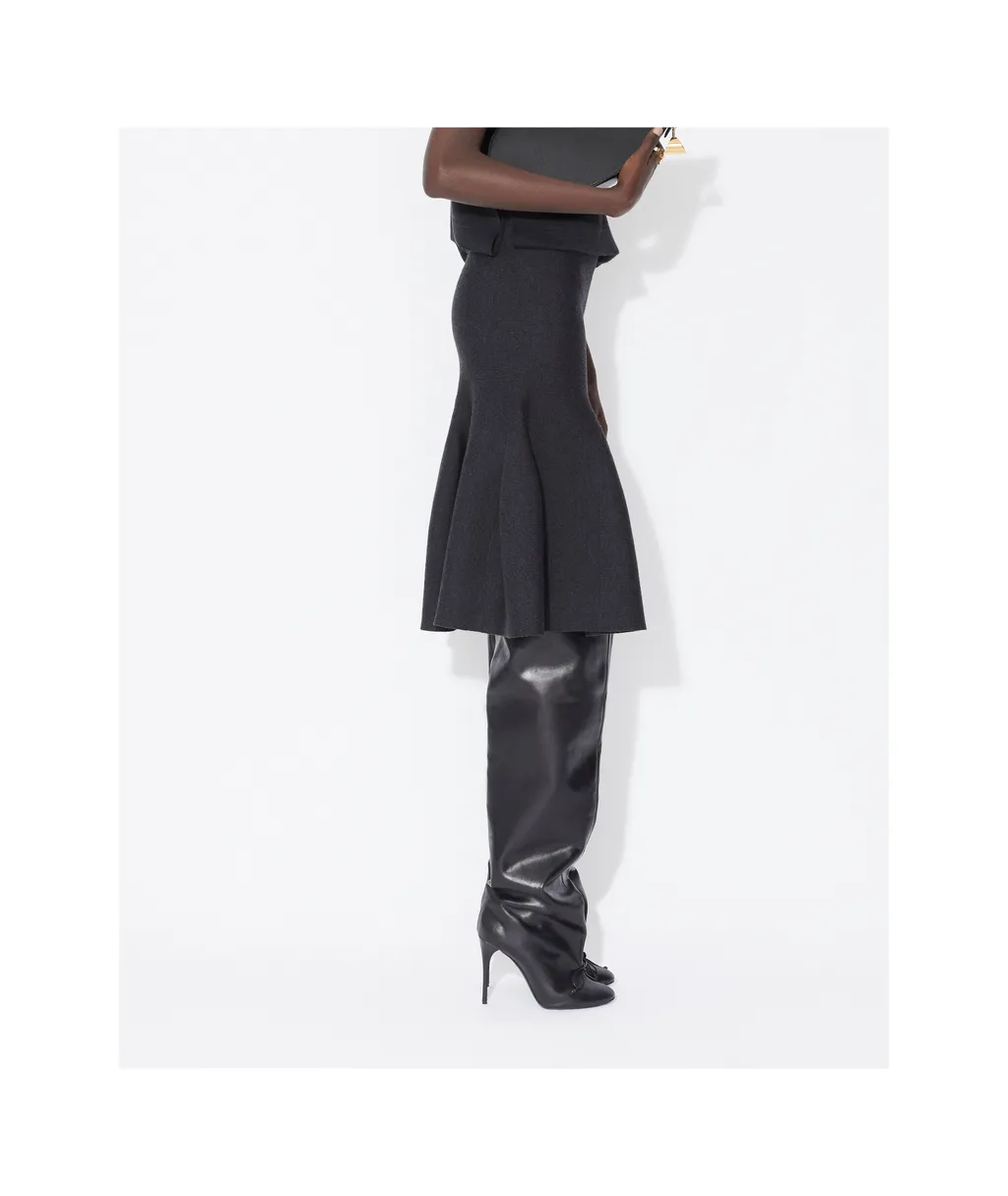 Sculptural Godet Knit Midi Skirt