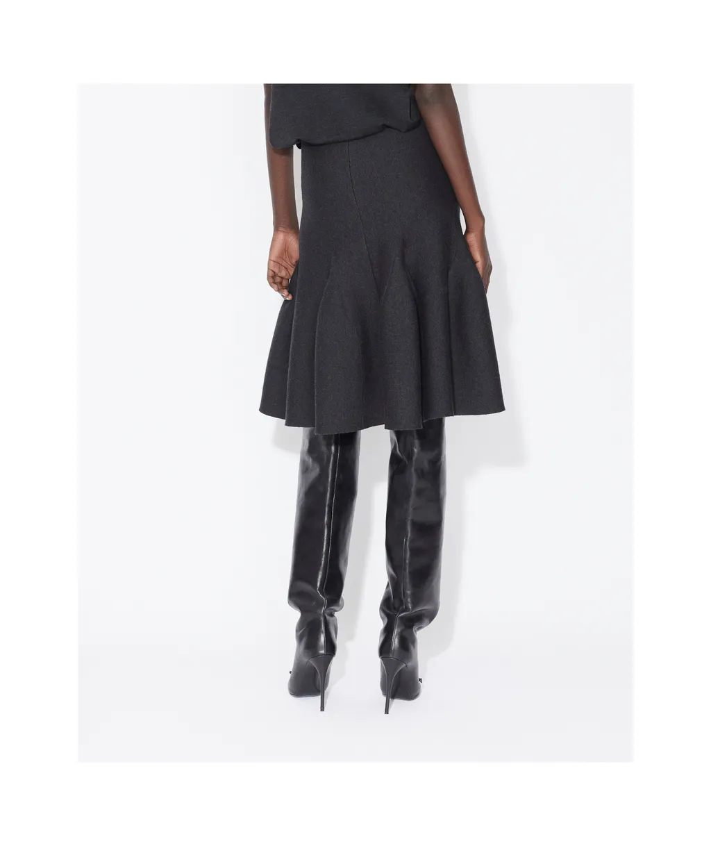 Sculptural Godet Knit Midi Skirt