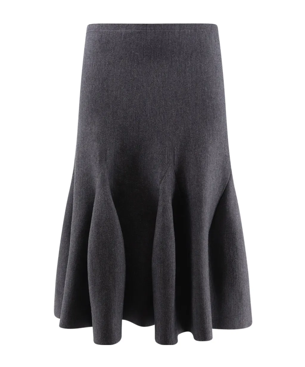 Flared Hem Knitted Midi Skirt