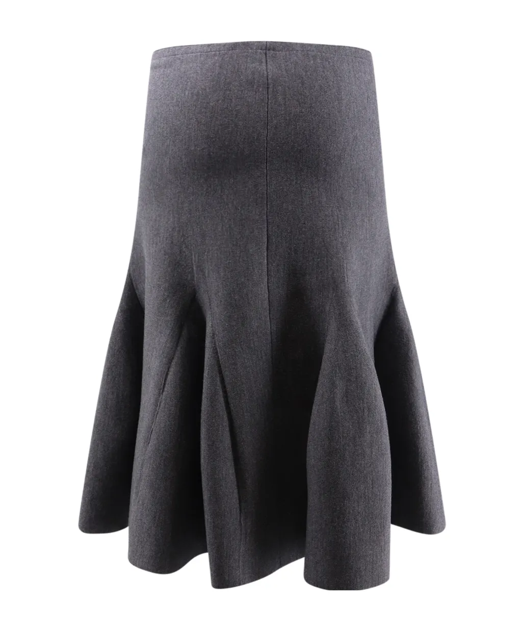 Flared Hem Knitted Midi Skirt