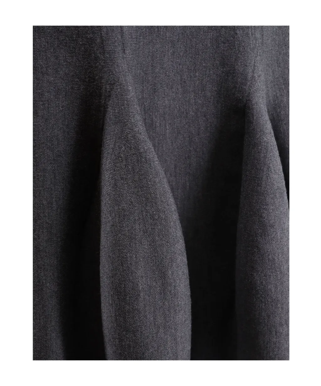 Flared Hem Knitted Midi Skirt