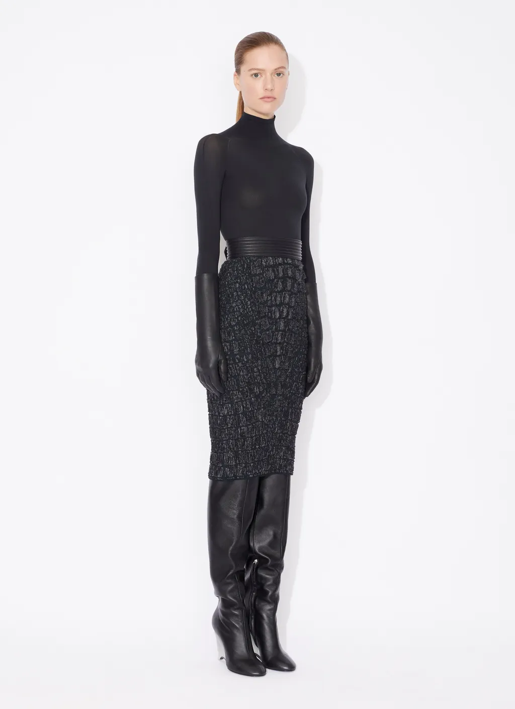 Embossed Pencil Skirt