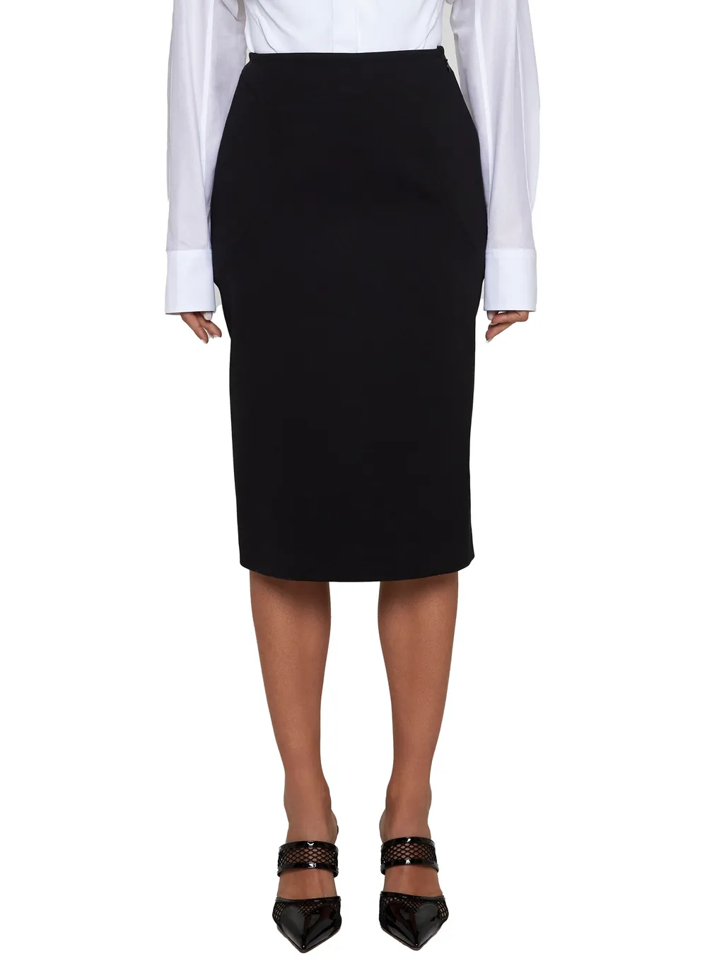 Upstitched Circle Midi Pencil Skirt