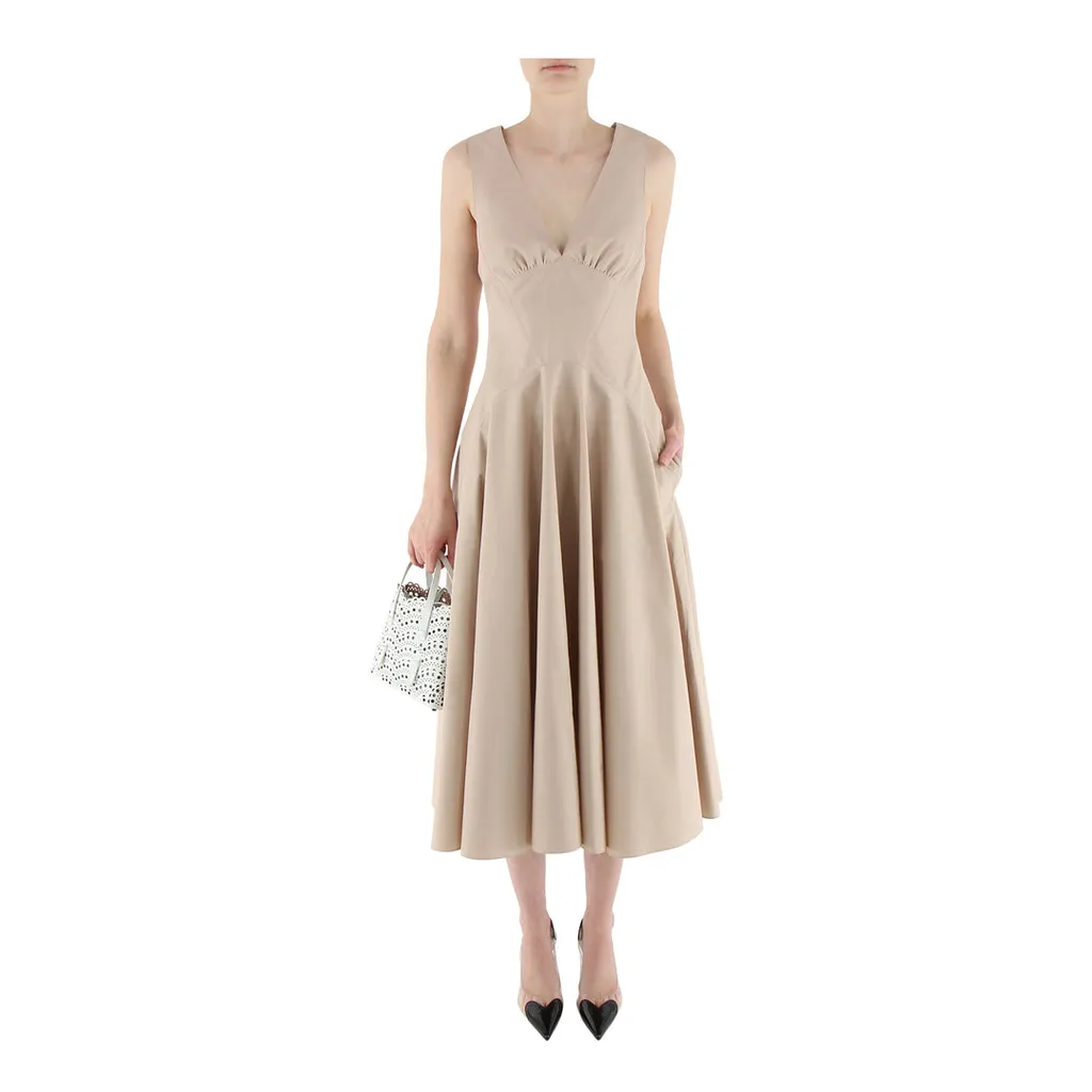 V-Neck Flared Sleeveless Dress