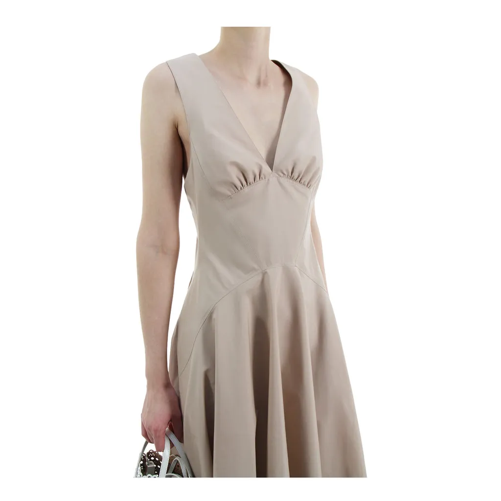 V-Neck Flared Sleeveless Dress