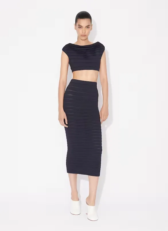 3D-Pleated Midi Skirt